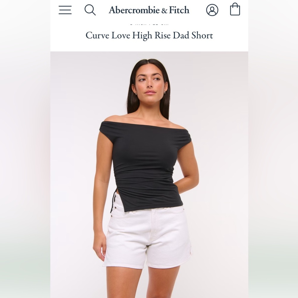 Abercrombie & Fitch white denim Curve Love High Rise Dad Short, size 33, NWT.